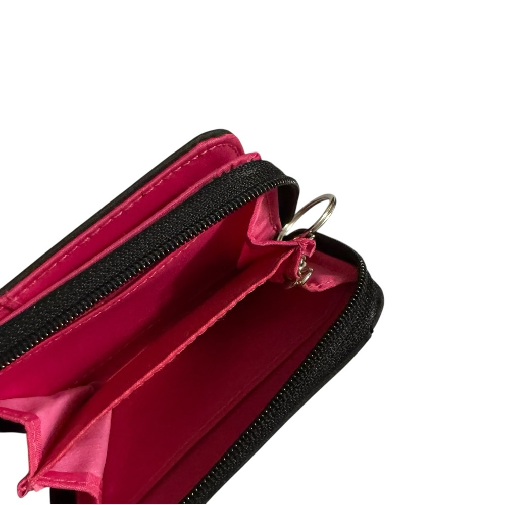 Peace Sign Zip Wallet - Neon Colorblock ID Window & Keyring - Picture 3 of 4